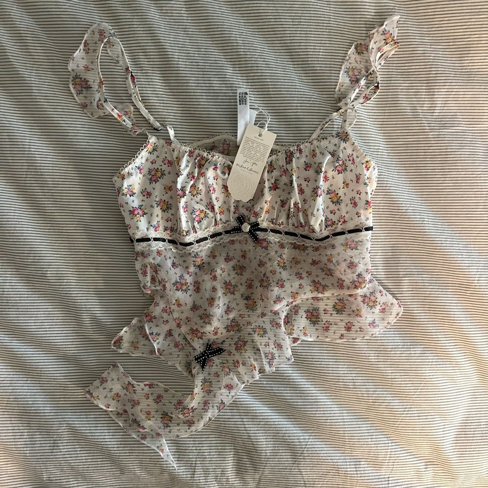 For Love And Lemons Samantha Floral Top